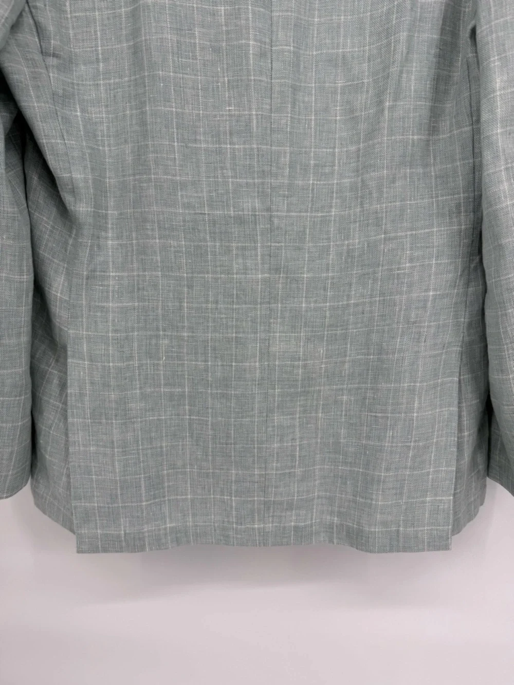 ASUKA Windowpane Blazer Cotton Linen Blend Lightweight Tailored Jacket Seafoam